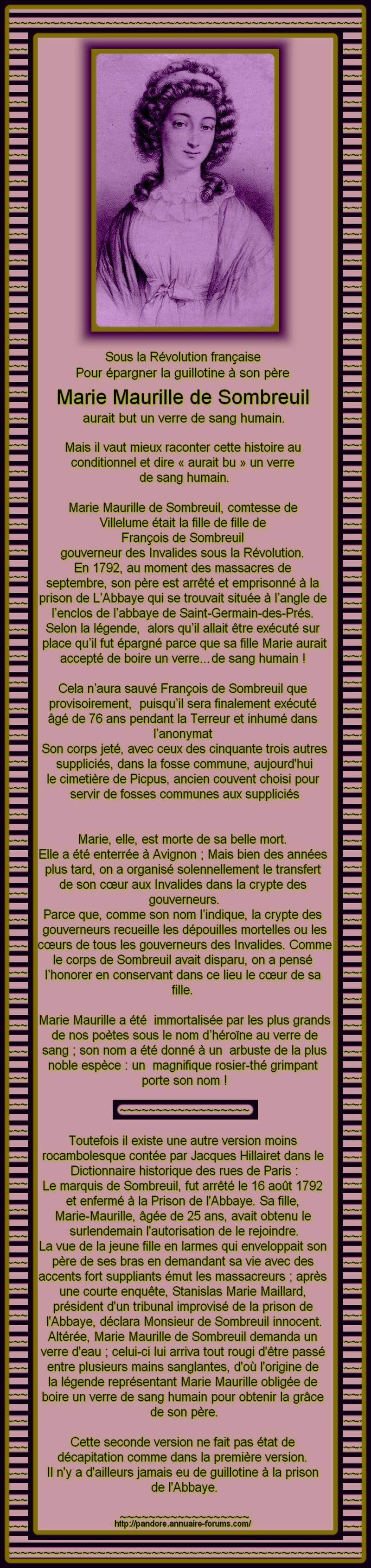 FRANCE - REVOLUTION - POUR EPARGNER LA GUILLOTINE A SON PERE MARIE MAURILLE DE SOMBREUIL AURAIT BU UN VERRE DE SANG HUMAIN 0HOROS-920