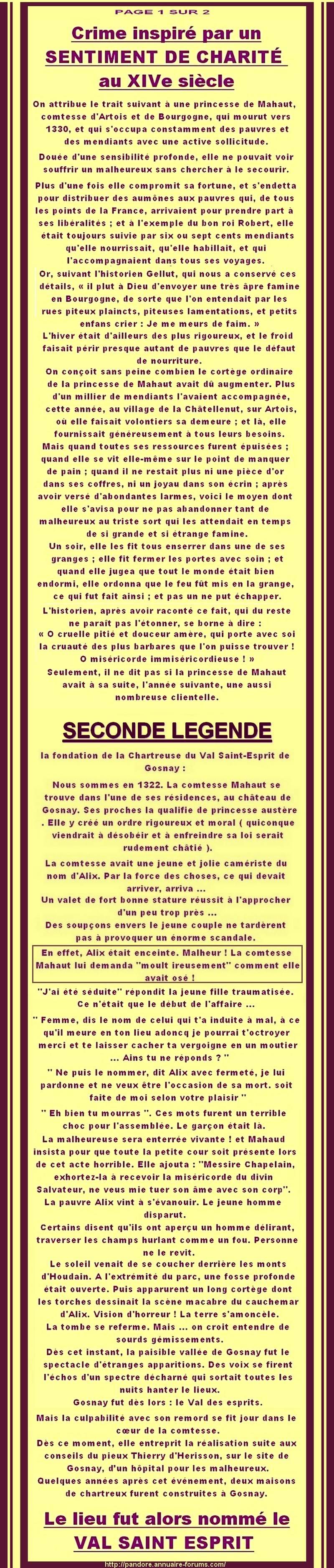 LEGENDE CRIMES ET PASSION VAL ST ESPRIT -  MAHAUT - COMTESSE D'ARTOIS ET DE  BOURGOGNE   80376357