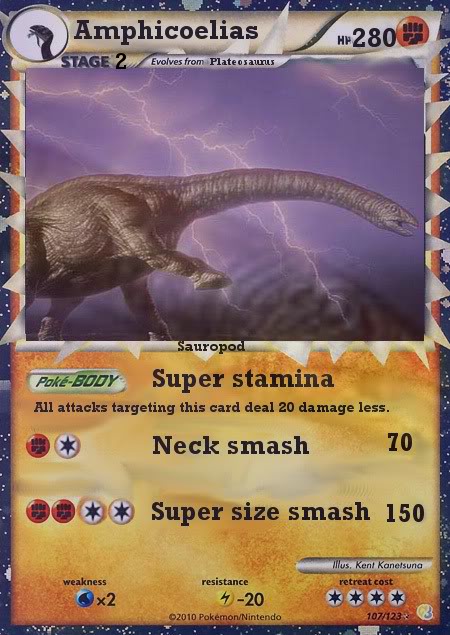 Prehistoric pokémon cards Amphicoelias-card