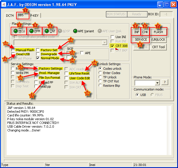   أقوى برنامج لتفليش هواتف النوكيا دون بوكس 1.98.65 Jaf Cracked Interfacejafbb5