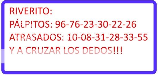 JUEVES 6 DE AGOSTO DE 2015 - Por favor pasen sus datos, pálpitos y comentarios de quiniela AQUÍ para hacerlo más ágil. Gracias.♣ RIVERITO%206-8_zpshwwh9feh