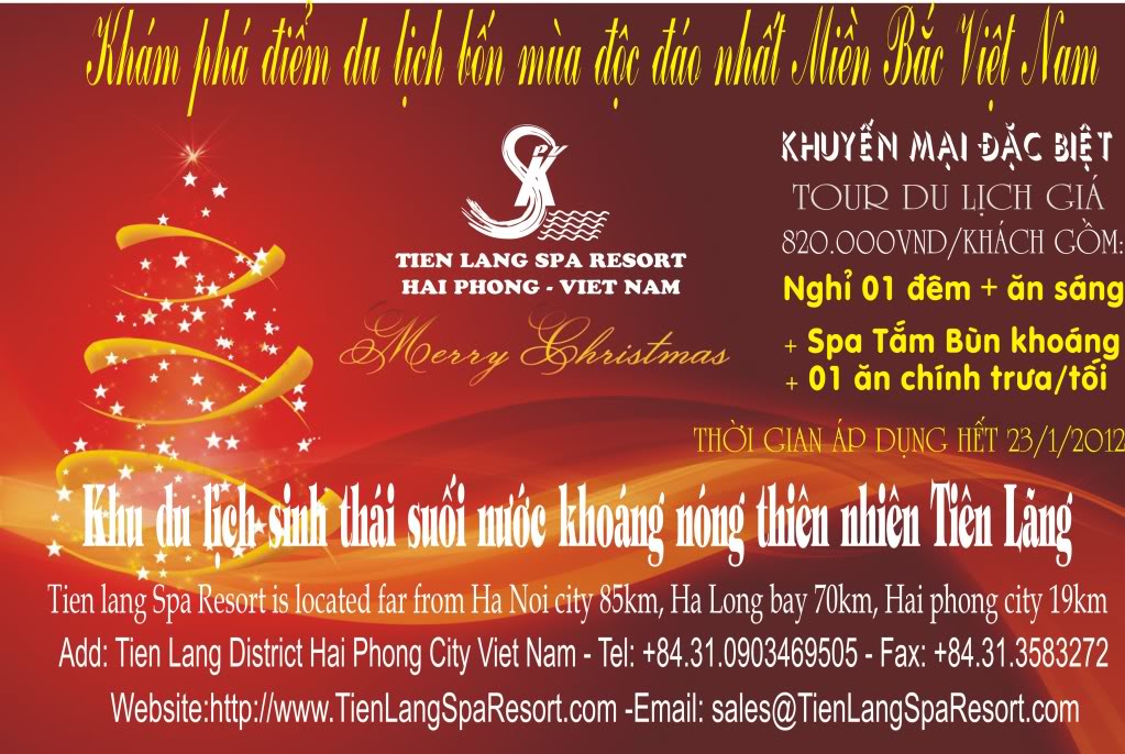 TOUR TẾT 2012 -  TƯNG BỪNG KHUYẾN MẠI TIEN LANG SPA RESORT Marrychristmas2011