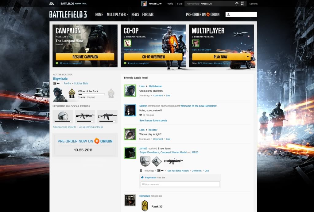 Battlelog Images leaked on the Offical German BF3 site. Bl-home