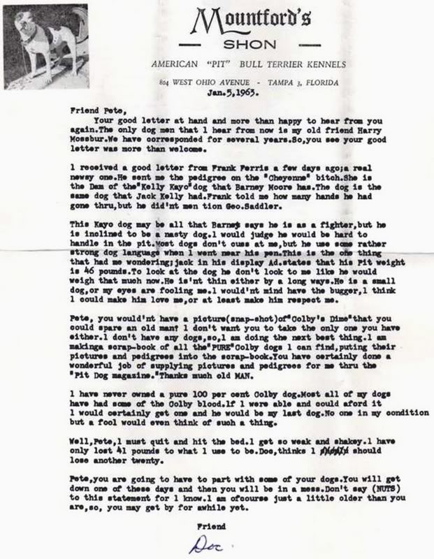 Letter to Pete Sparks from "Doc" Letter