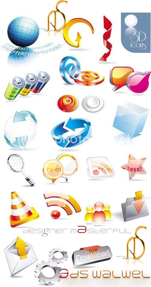 ايقونات ثلاثية الابعاد-3D Icons Set 3dicon