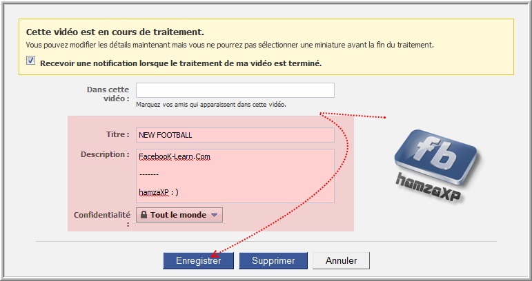 اسهل طريقة لاضافه مقطع فيديوا للفايس بوك facebook 10-1