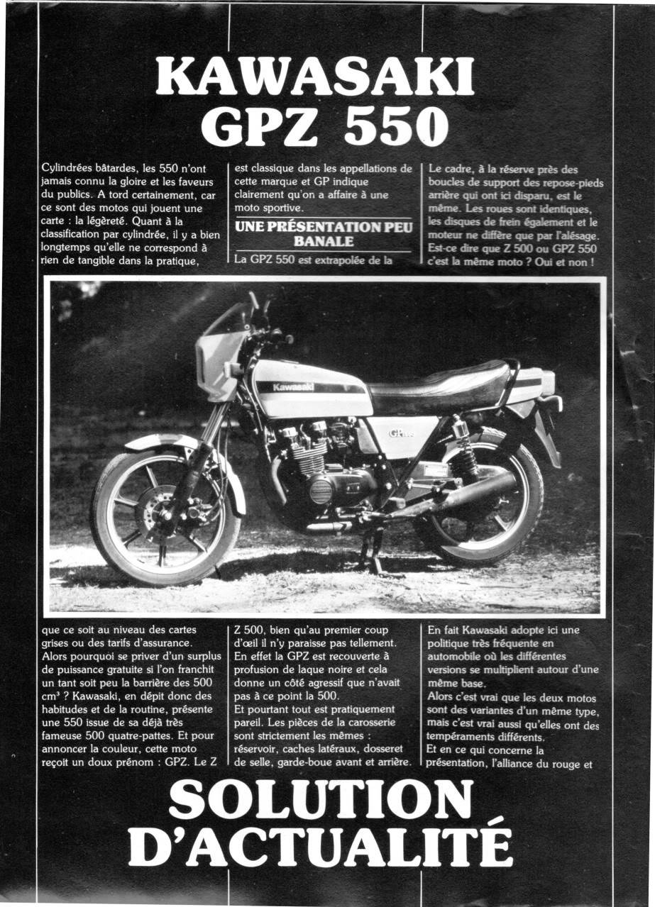 Essai kawasaki GPZ 550  moto flash n°39 aout /sept 1981 Motoflashn39page1212