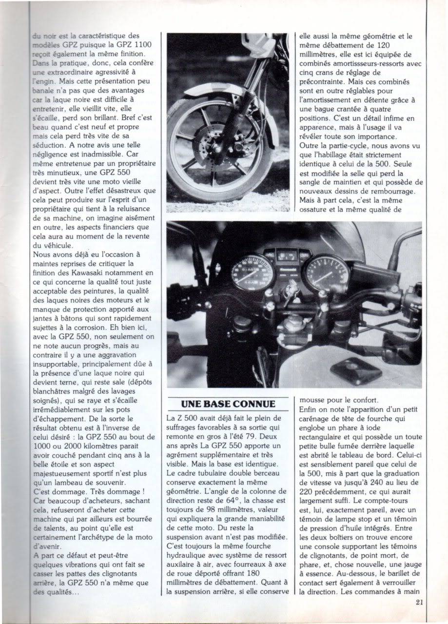 Essai kawasaki GPZ 550  moto flash n°39 aout /sept 1981 Motoflashn39page1217