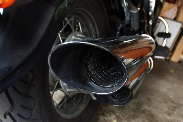 Another use for tax disc holders, C800 Exhaust mod! Fittedandsprayed