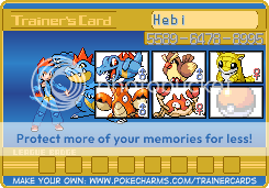 View a character sheet Pokemontrainercard