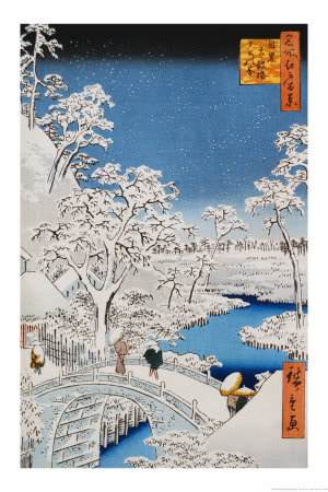 Hiroshige Woodblocks Ando-hiroshige-drum-bridge-at-meguro-from-the-series-100-views-of-edo