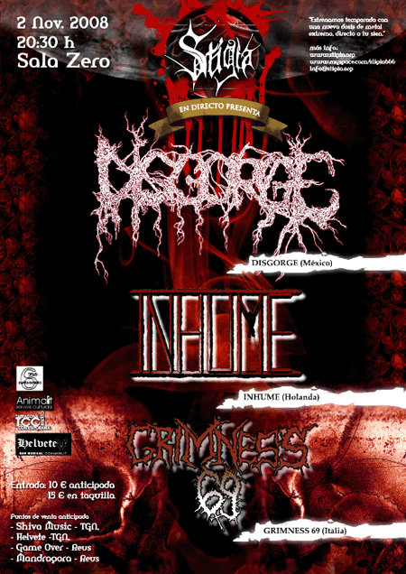 STIGIA:DISGORGE (MEX) + INHUME (NL) + GRIMNESS 69 (IT) en Tarragona!!! Cartel_2nov_web