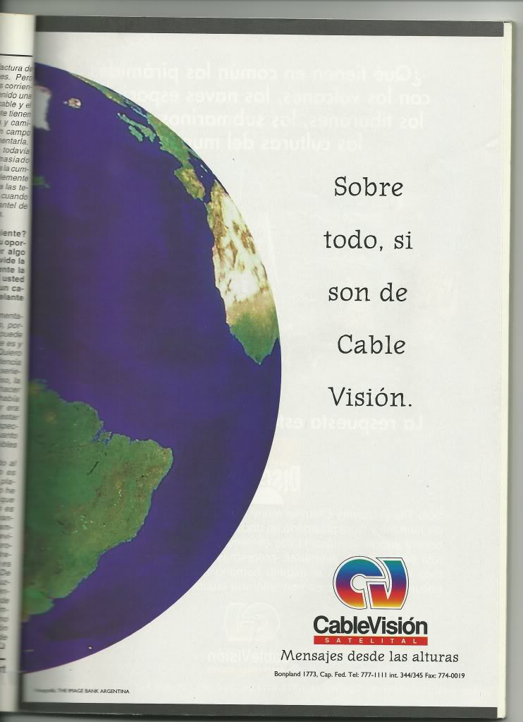 Publicidad grafica de Cablevision Satelital de Octubre de 1994 SCAN0108