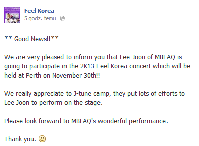 Lee Joon (MBLAQ) يتمكن من المشاركة في حدث Feel Korea 2K13 34455