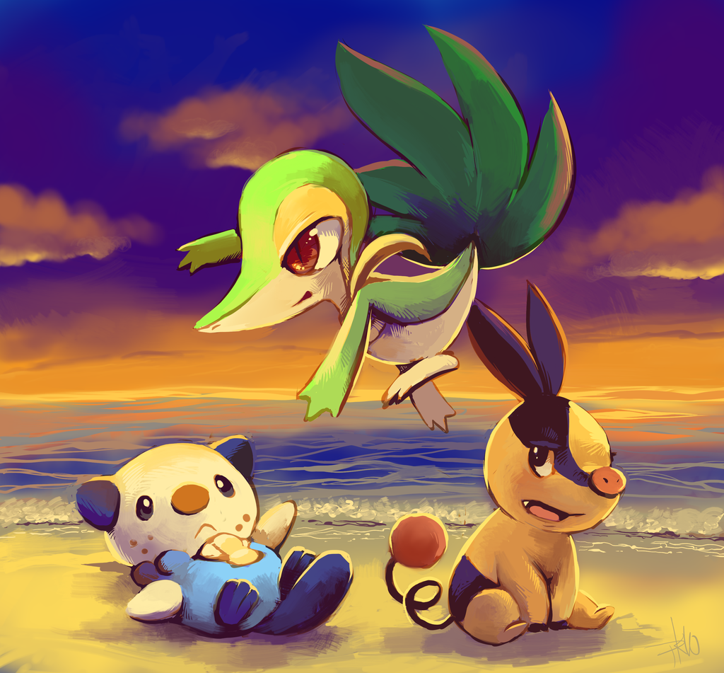 Ảnh Pokemon siêu kute!  New_starters_in_Black_White_by_purplekecleon