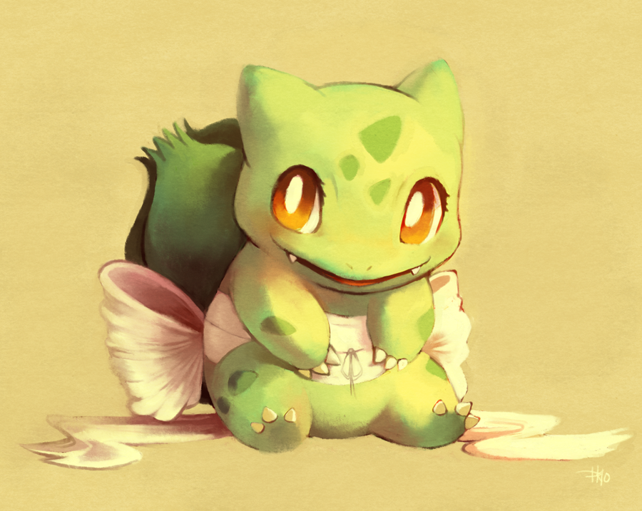 Ảnh Pokemon siêu kute!  Bulbasaur_painting_by_purplekecleon-d353bw0