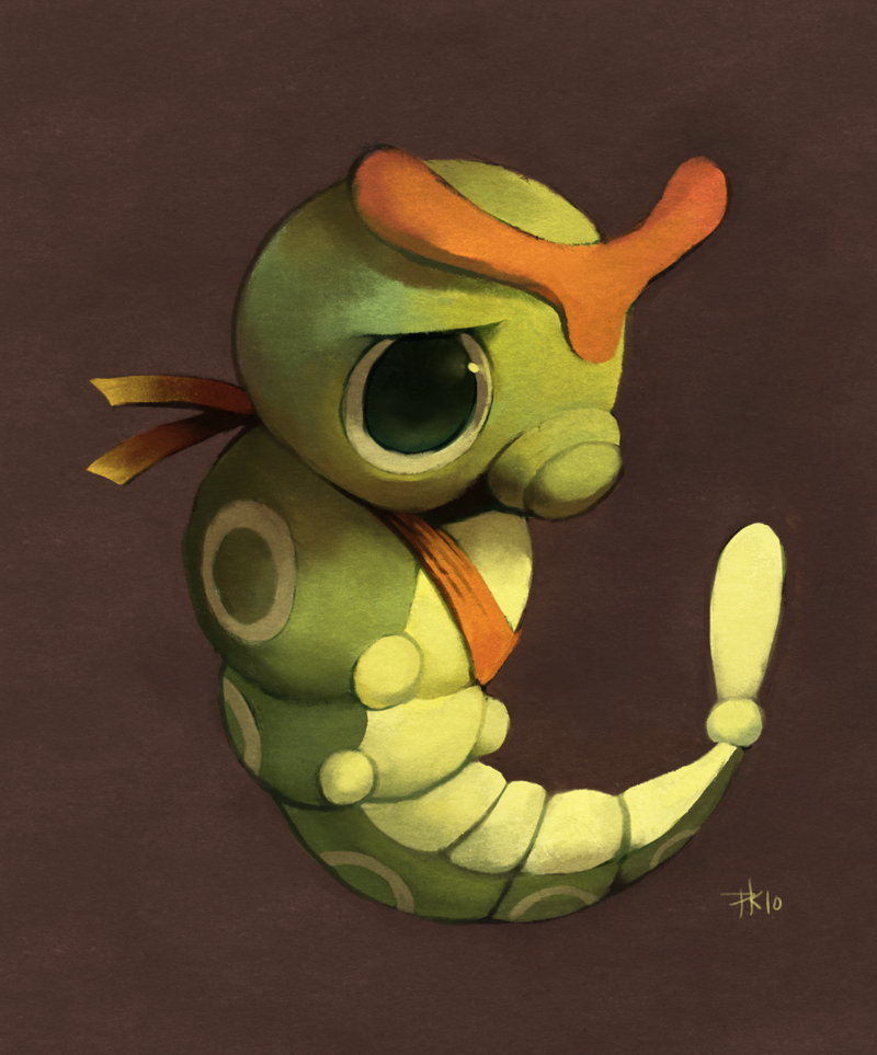 Ảnh Pokemon siêu kute!  Caterpie_painting_by_purplekecleon-d35akhu