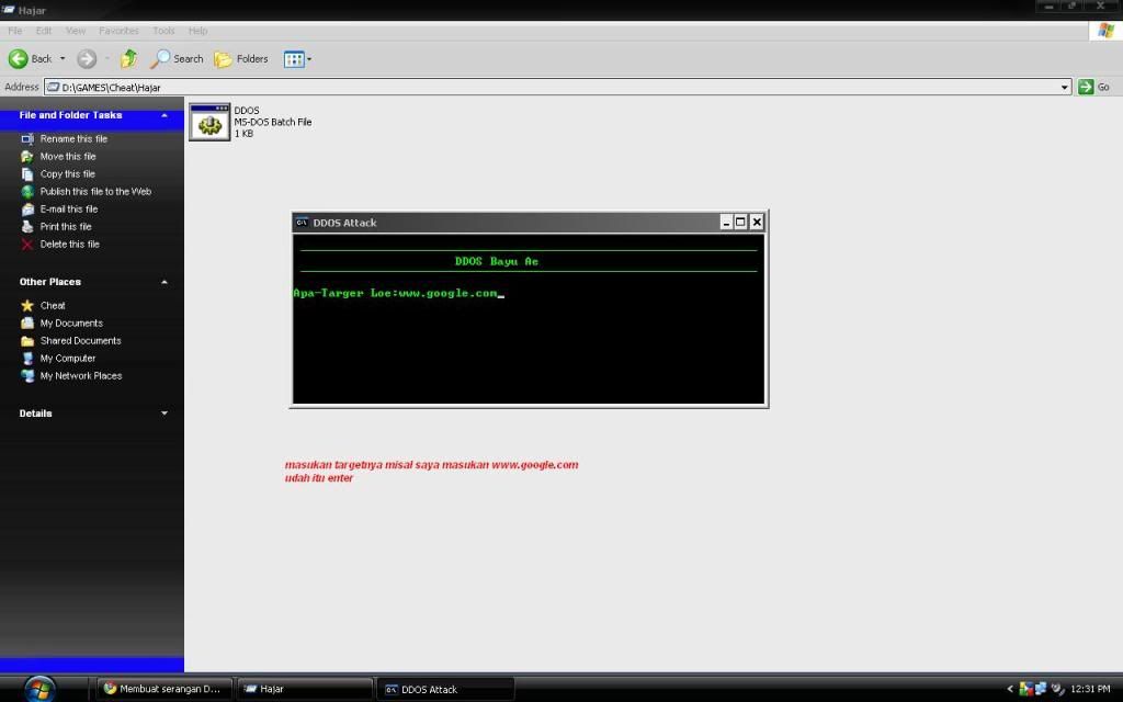 Membuat serangan DDOS dari notepad 1