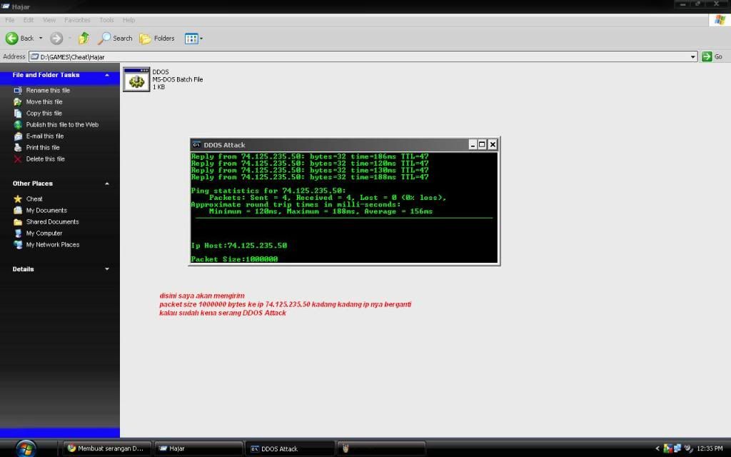 Membuat serangan DDOS dari notepad 3