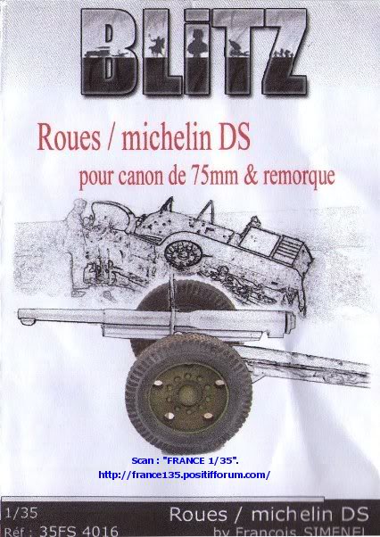 Roues type Michelin DS pour canon de 75 Mle 1897 & remorque. Blitz, ref 35FS-4016. Résine. BLITZ_135_RouesMichelinDS_Canon751897Remorque_Ref35FS4016_1