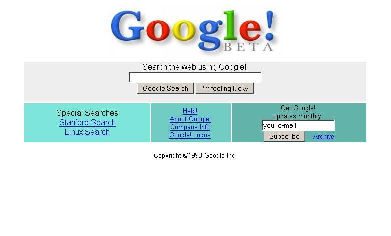 Perubahan Tampilan GOOGLE dari Masa ke Masa Google1998_zps25a15a2a