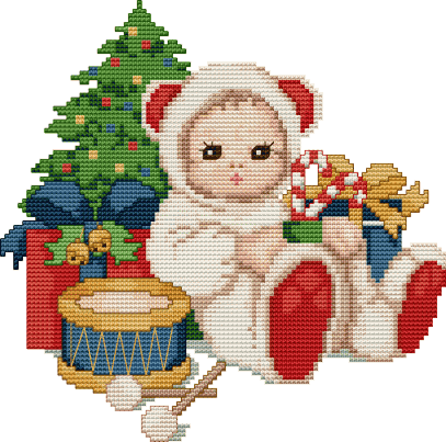 Tranh thêu chữ thập - cross stitch Bearbaby