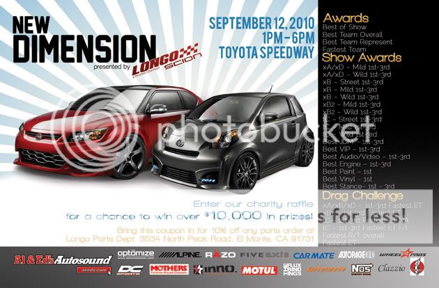 Longo Scion presents New Dimension 9/12/2010 FREE Event! car show drag race all free! Mikema_nitroprint_8_5x5-back_rgb