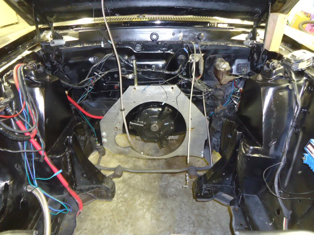 1970 Mustang AJE front suspension conversion. Enginebay