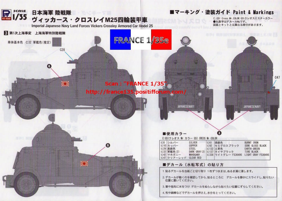 Imperial Japanese Navy Land Forces Vickers-Crossley Armored Car Model 25. Pit-Road. 1/35, ref G-27. Plastique injecté. FRANCE135_VICKERSCROSSLEYM25_PIT-ROAD_1-35_REFG27_19_zpsb6f2be63