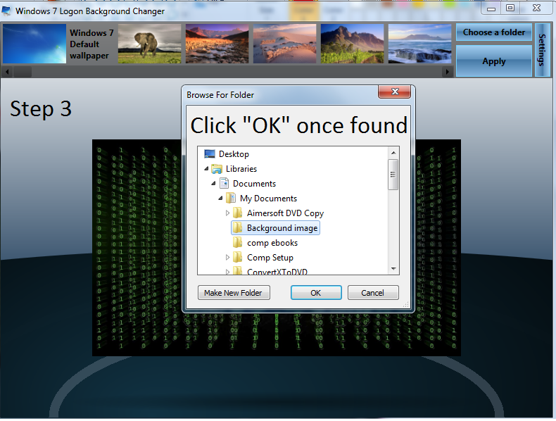 windows7 Logon Background charger Step3background