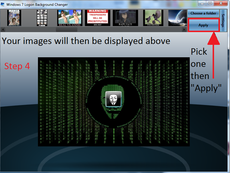 windows7 Logon Background charger Step4Background