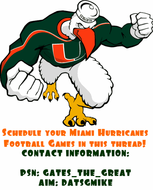 Miami Hurricanes Scheduling Thread 2847-1-2