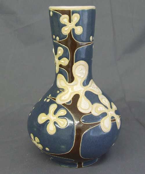 Blue W German Vase with White Flowers Bluefloral1