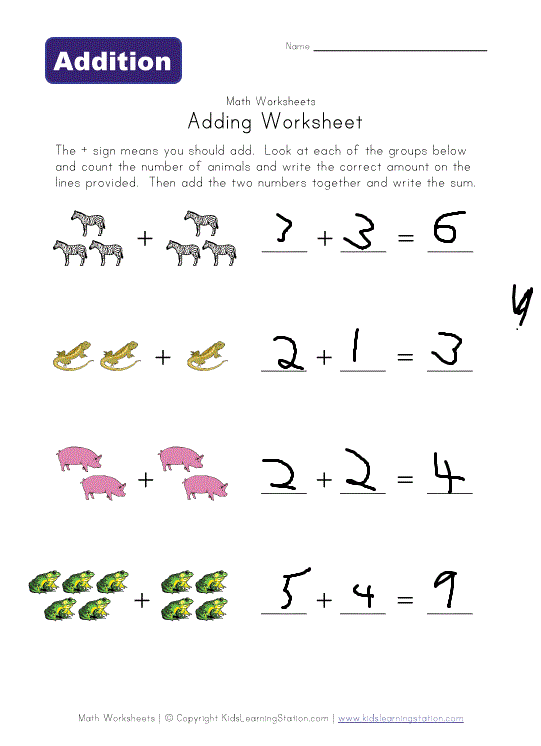 Trace's Activity Corner Adding-worksheet-animals_zpse0996559