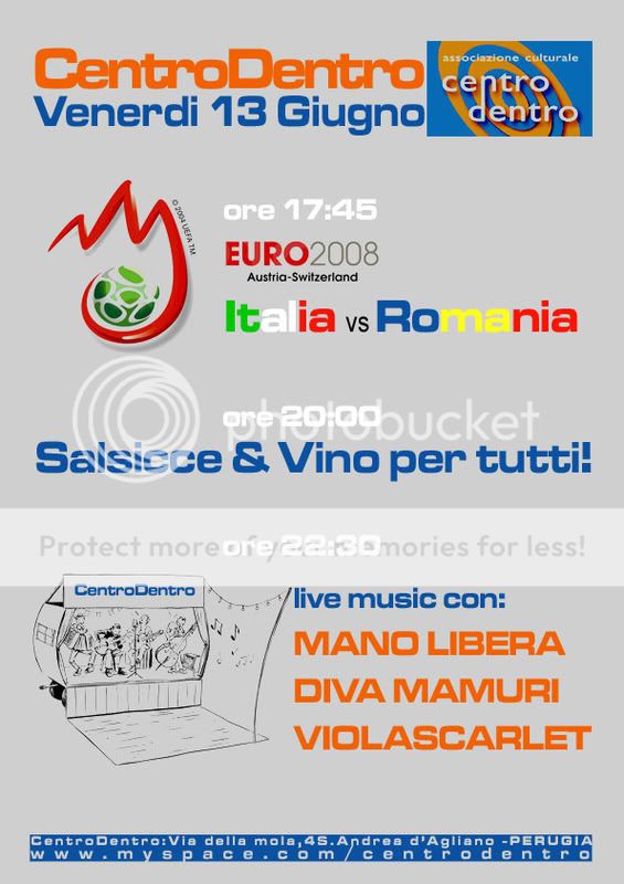 CENTRODENTRO...EUROPEI + SALSICCIATA + LIVE CentroDentro_13_Giugno