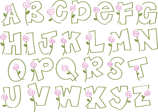 Alphabets tubes AlphaPinkFlowersLM