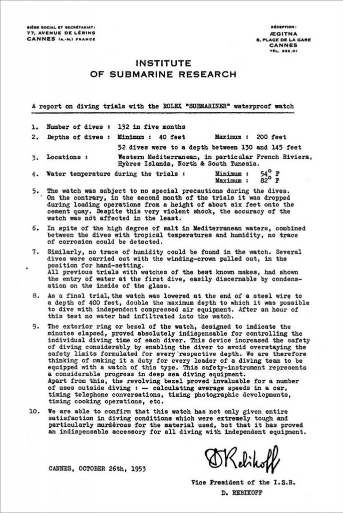 (document historique) la Submariner testée par Rebikoff en 1953 Rolex-Submariner-Institute-Of-Submarine-Research-1953-Letter_zps3550cb91