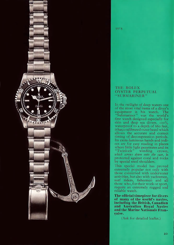 (documents) Rolex Submariner 5513 5513-Brochure