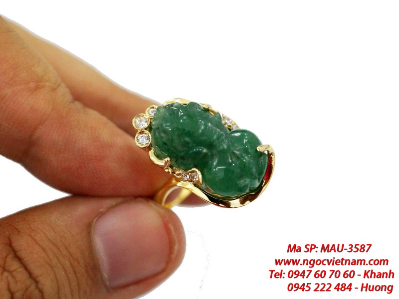 Cách chọn mặt nhẫn tỳ hưu chuẩn phong thủy MAU-3587-Nhan-ty-huu-Aventurine-vang-14k