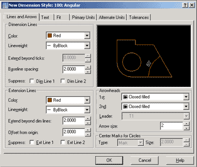 Các kiểu Dim khác nhau trong 1 Dim Style của AutoCAD Dim1