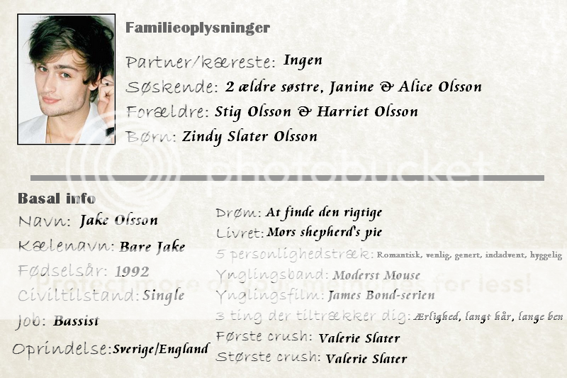 Hazel, Electra, Nick,Charlie, Lee, Harry og Jake. Skemajake