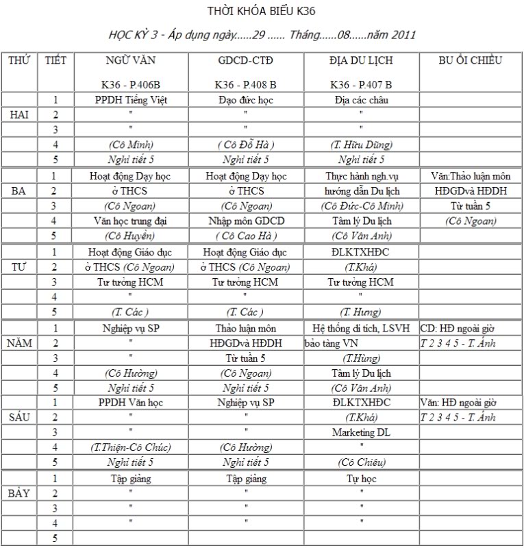 TKB- các lớp K36_học kì III_Khoa Xã Hội K36_XH_III_2011-2012
