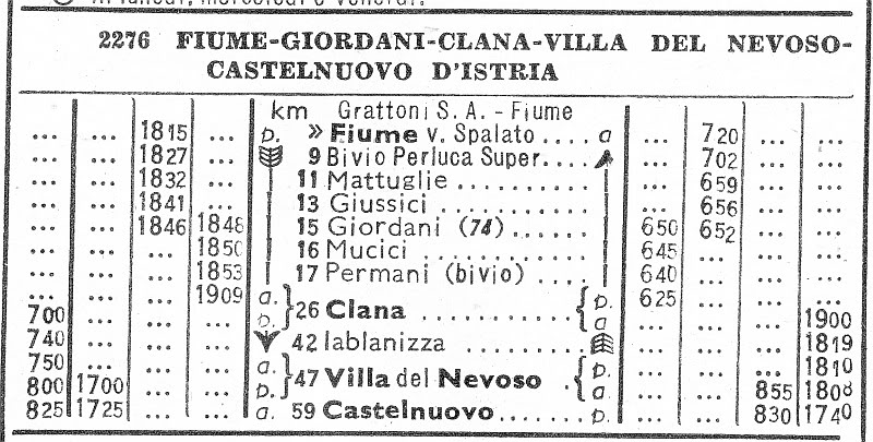 Busevi iz Rijeke - vozni red od 17. 5. 1943. 19430517orario0033CX