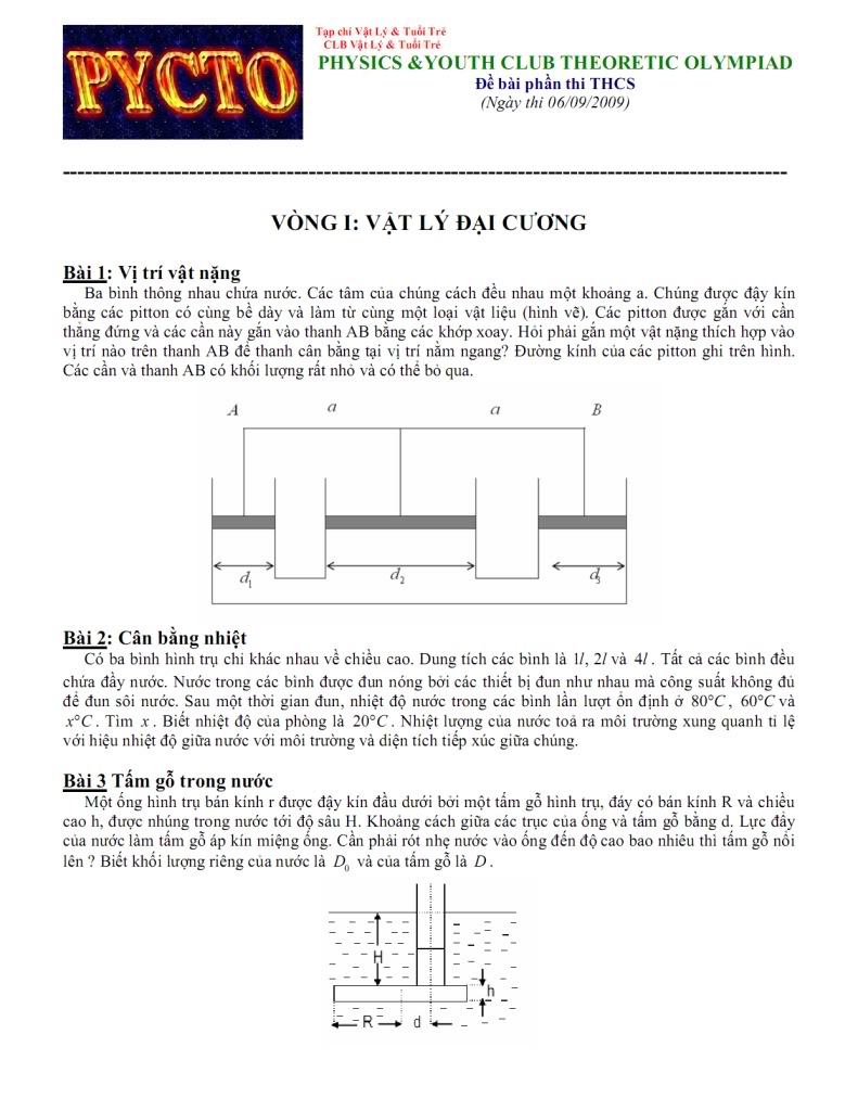 PYCTO - The Physics and Youth Club Theoretic Olympiad THCSV11