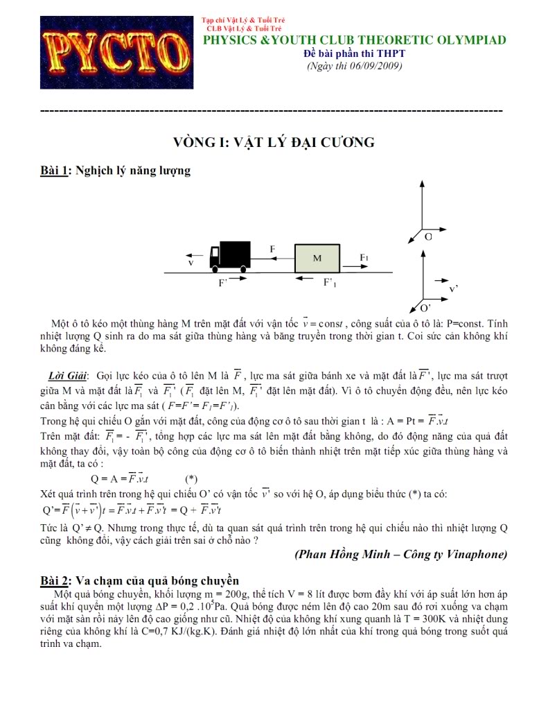 PYCTO - The Physics and Youth Club Theoretic Olympiad THPTV11