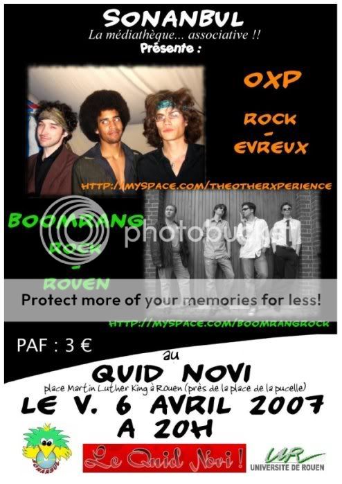 OXP et BOOMRANG en concert - 6 avril - Quid Novi Flyer6avrilpourforums