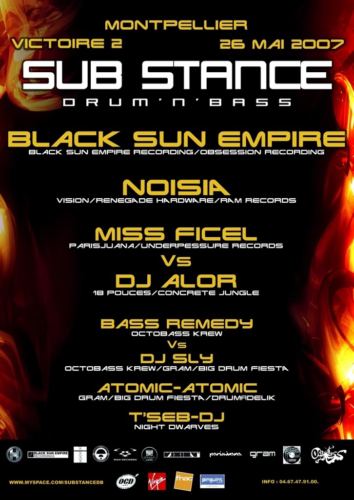 BLACK SUN EMPIRE,NOISIA,MISS FICEL@Montpellier !!! AffichesubstanceA1