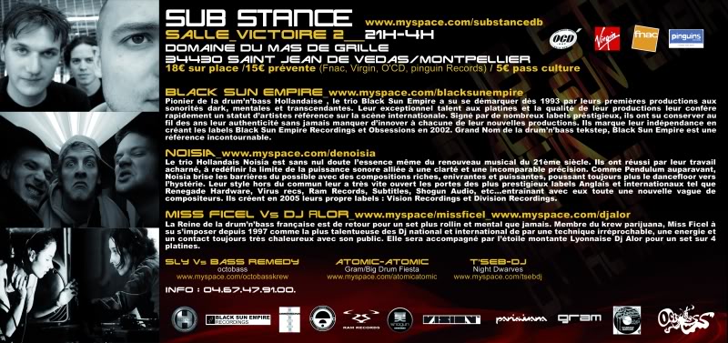 BLACK SUN EMPIRE,NOISIA,MISS FICEL@Montpellier !!! FlysubstanceversoMS