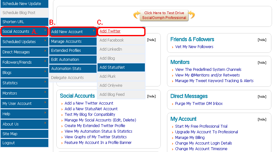 BICs Social Marketing Setup, Integration and Automation Guide SocialOomphSetup1