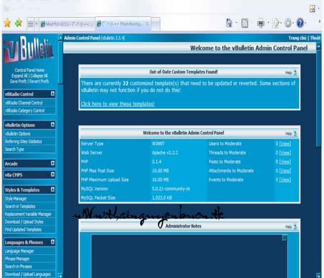 Cách sử dụng admincp và modcp của Vbulletin v3.5.4 V2